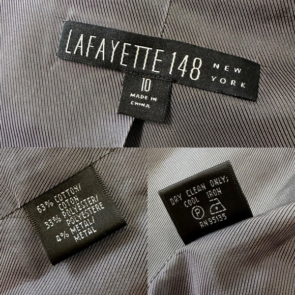 Lafayette 148 New York Metallic Button Zip Anorak Belted Jacket Silver Metal 10 - Picture 15 of 15